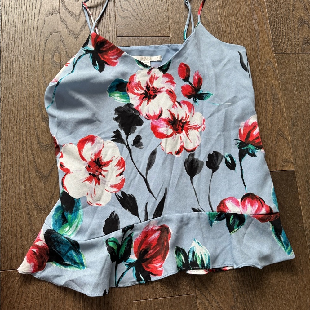 Elegant Floral Camisole with Spaghetti Straps